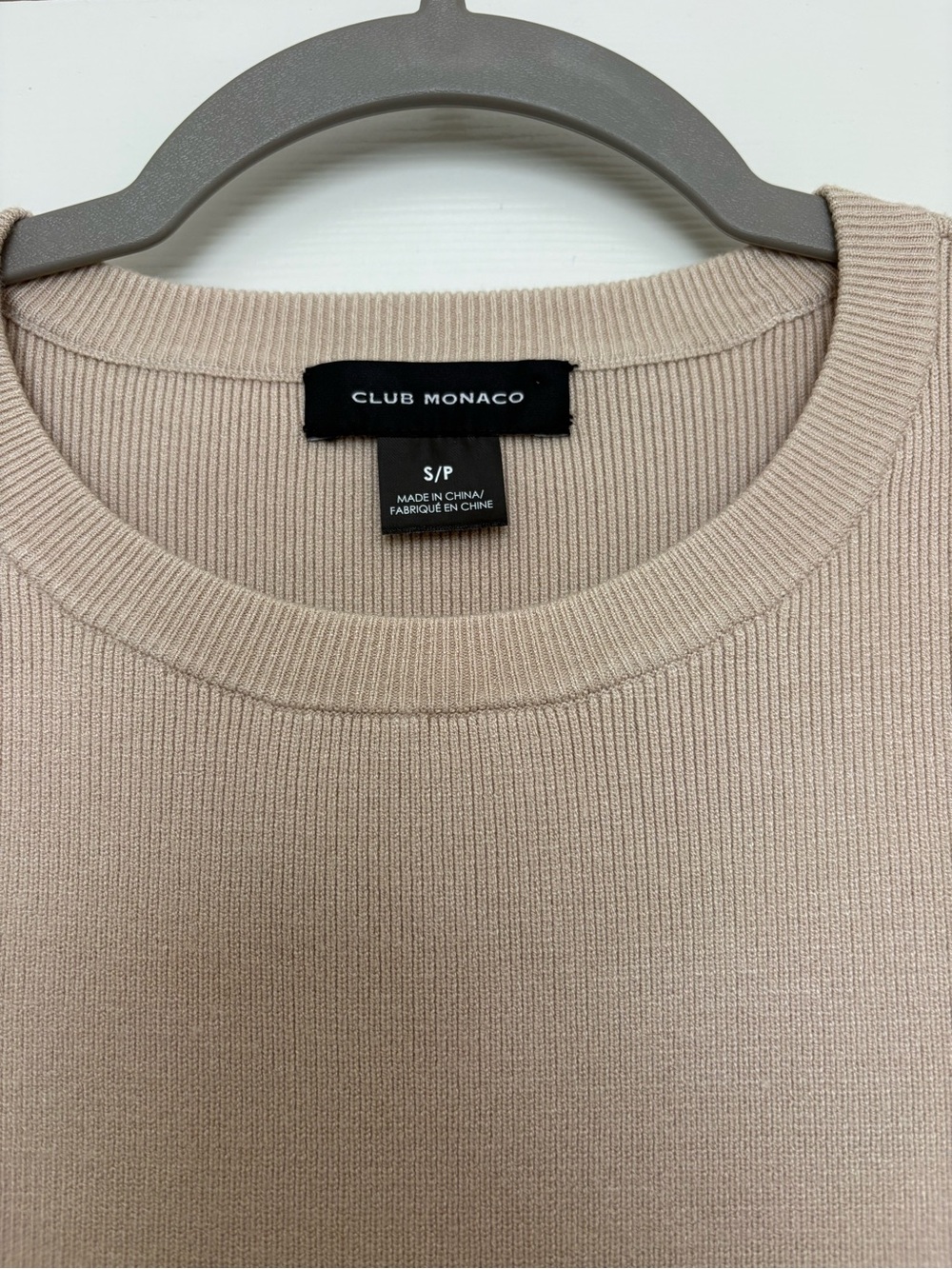 Club Monaco Beige Ribbed Knit Crewneck Sweater - Size S womens - Picture 2 of 3